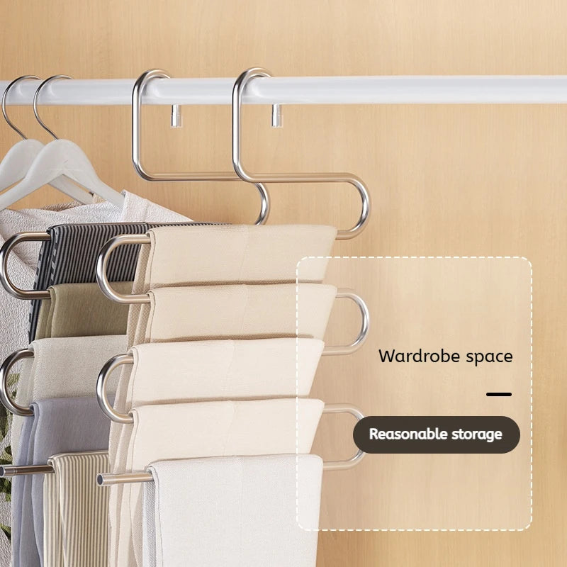 HangFive pants hangers saving wardrobe rod space
