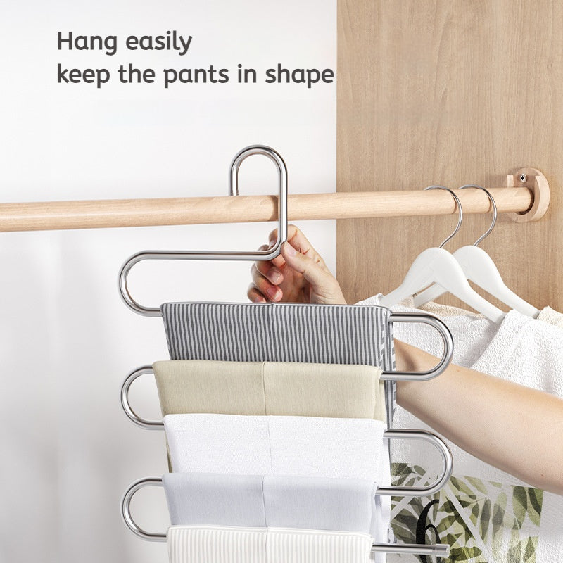 HangFive 5-tier S-shape pants hanger held in hand